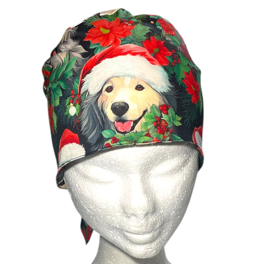 Australian Made Scrub Cap- Dogs with Santa Hats