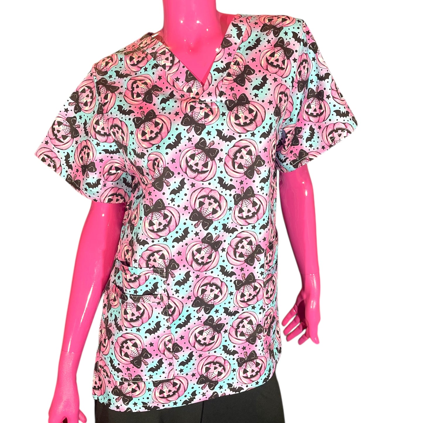 Australian Made Scrub Top- Pink Pumpkins