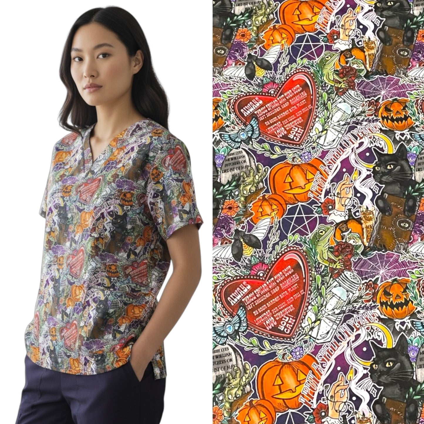 Australian Made Scrub Top- Hocus Pocus