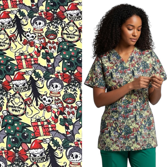 Australian Made Scrub Top- Summon the Christmas Spirit