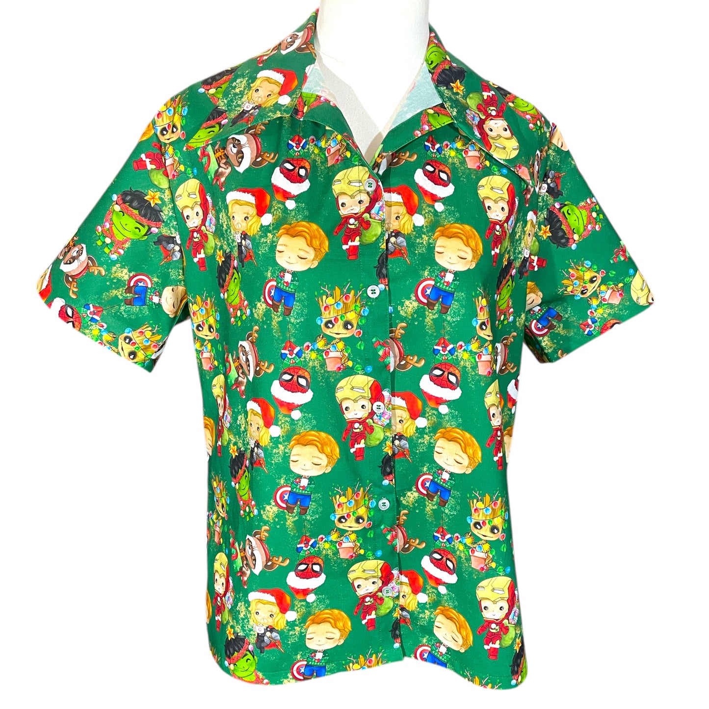 Button Shirt- Christmas Avengers