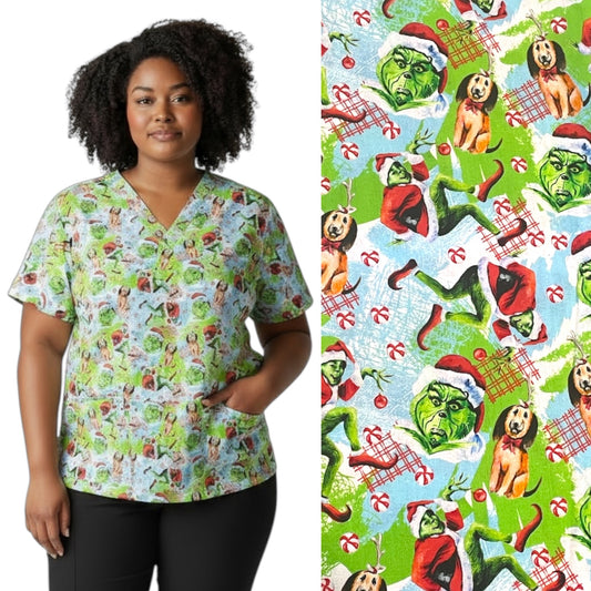 Australian Made Scrub Top- The Grinch and Max
