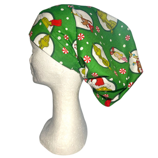 Australian Made Bouffant Style Scrub Cap- Grinchmas