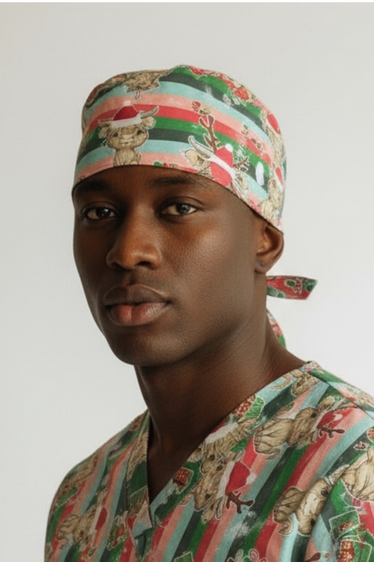 Australian Made Scrub Cap- Christmas Highland Cows