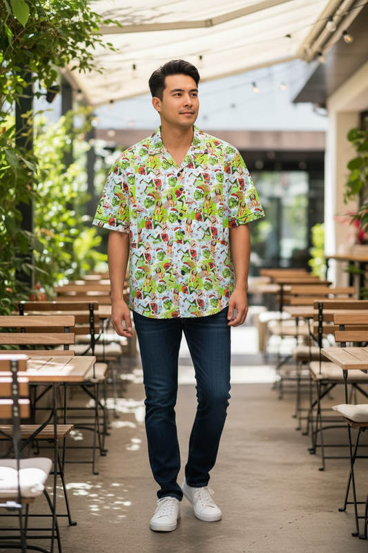 Button Shirt- Grinch and Max