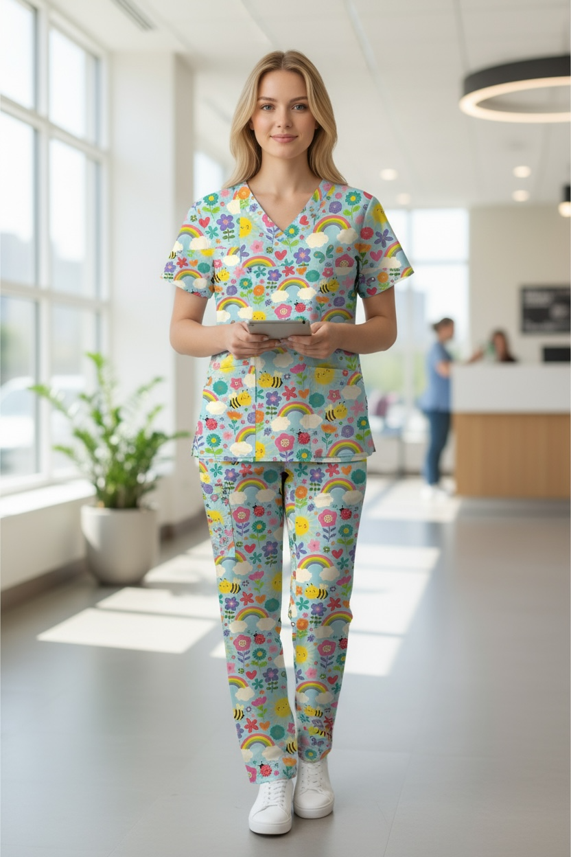 Australian Made Scrub Set- Springtime Fun