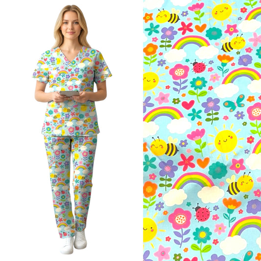 Australian Made Scrub Set- Springtime Fun