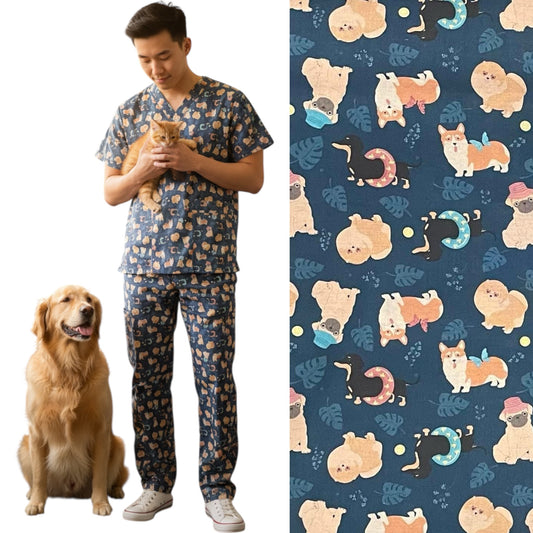 Australian Made Scrub Set- Summer Dogs