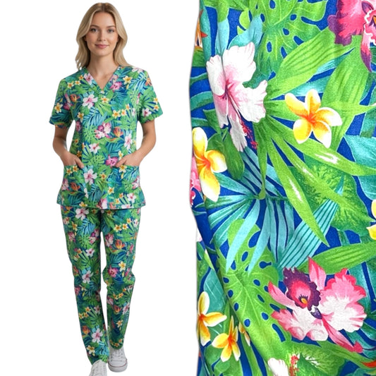 Australian Made Scrub Set- Tropical Flowers