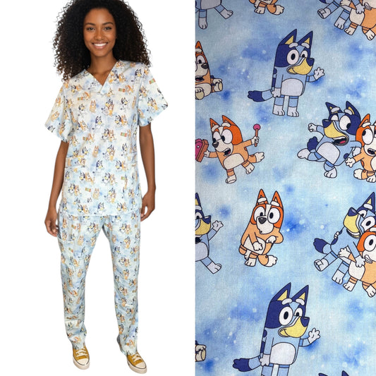 Australian Made Scrub Set- Bluey Playtime