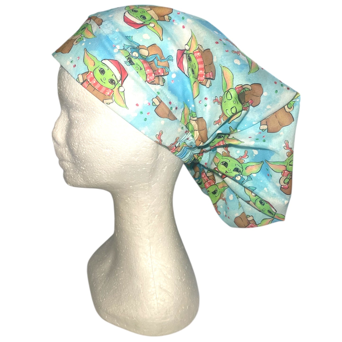 Australian Made Bouffant Style Scrub Cap- Christmas Baby Yoda