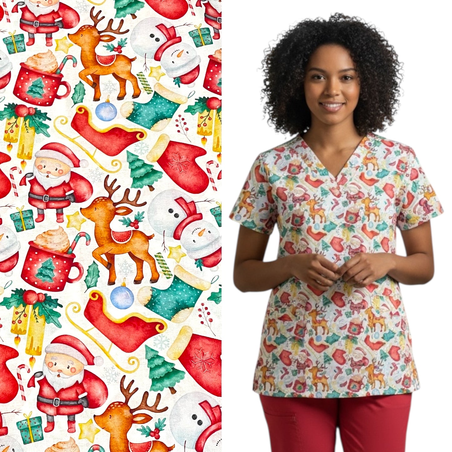 Scrub Top- Christmas Scatter