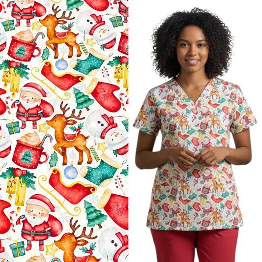 Scrub Top- Christmas Scatter