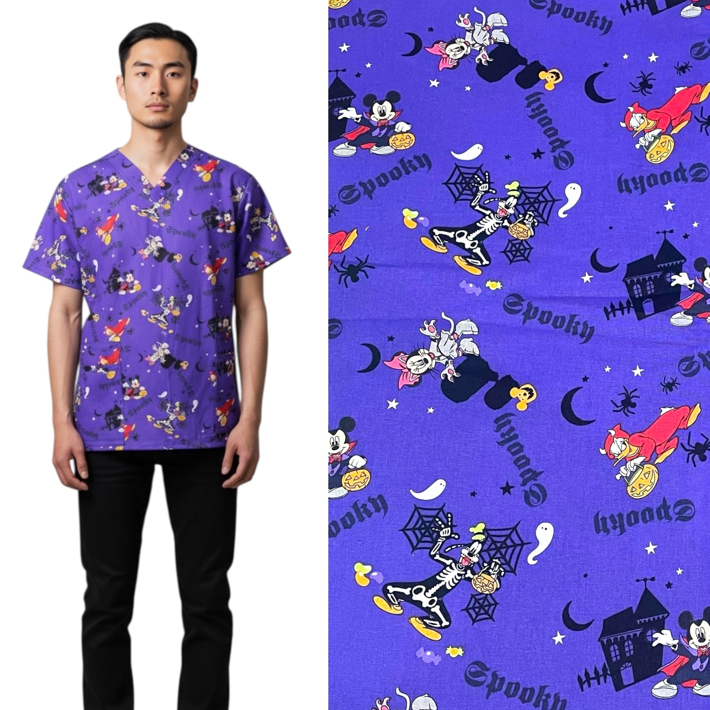 Scrub Top- Mouse Spooky Halloween