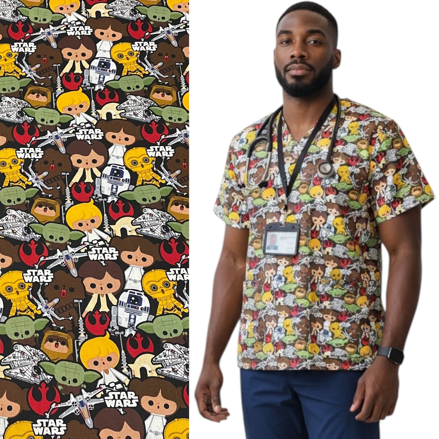 Australian Made Scrub Top- Starwars Kawaii
