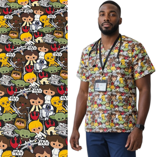 Australian Made Scrub Top- Starwars Kawaii