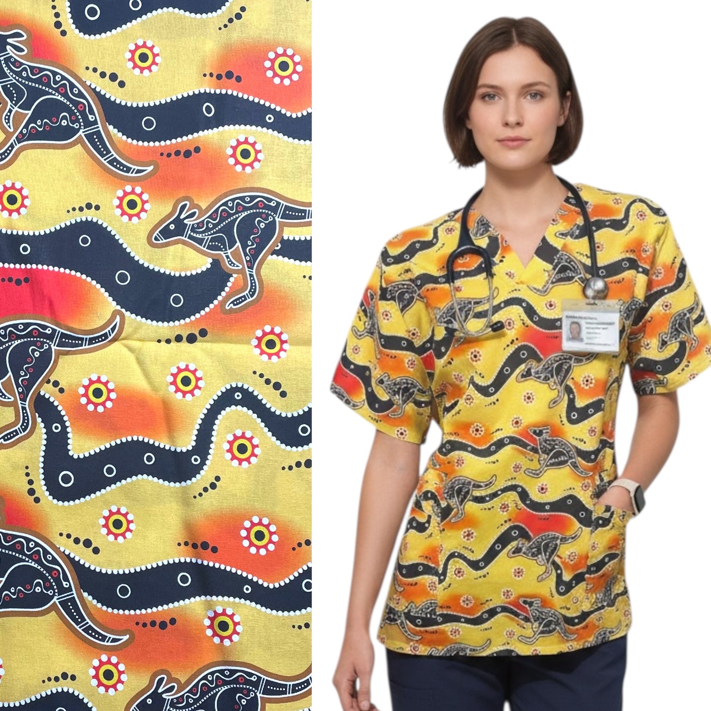 Australian Made Scrub Top- Outback Roos