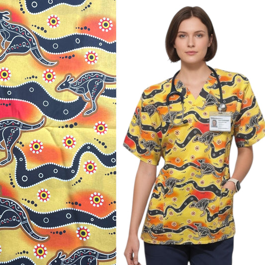Australian Made Scrub Top- Outback Roos