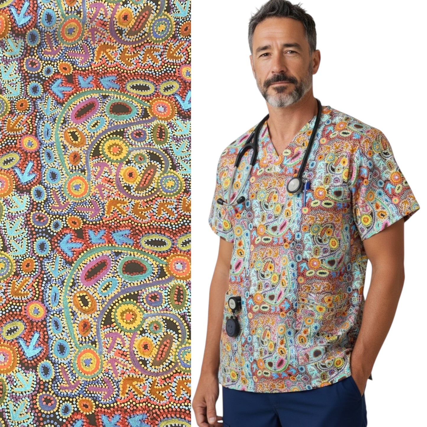 Scrub Top- Emu Dreaming