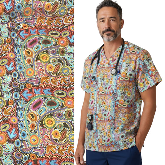 Scrub Top- Emu Dreaming