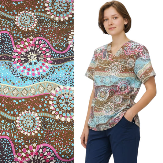 Scrub Top- Flower Dreaming