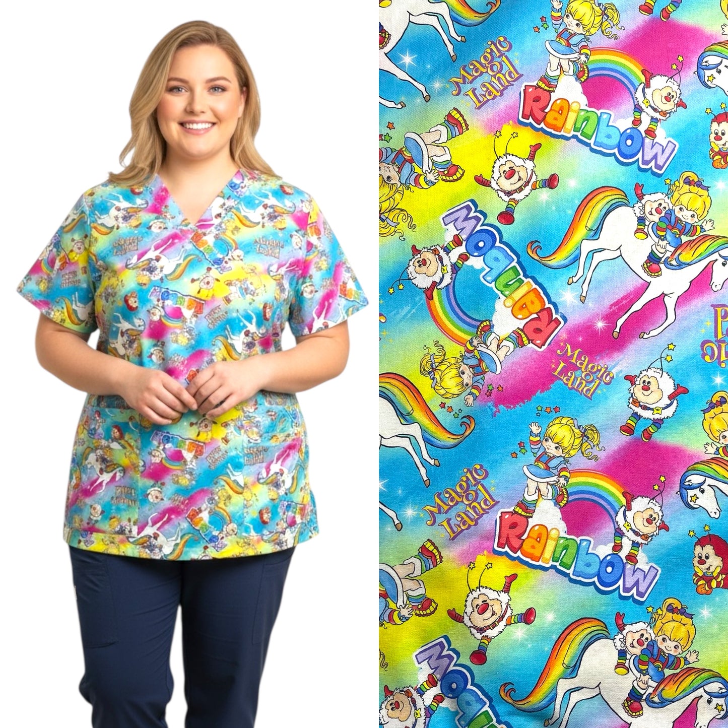 Australian Made Scrub Top- RainbowBrite