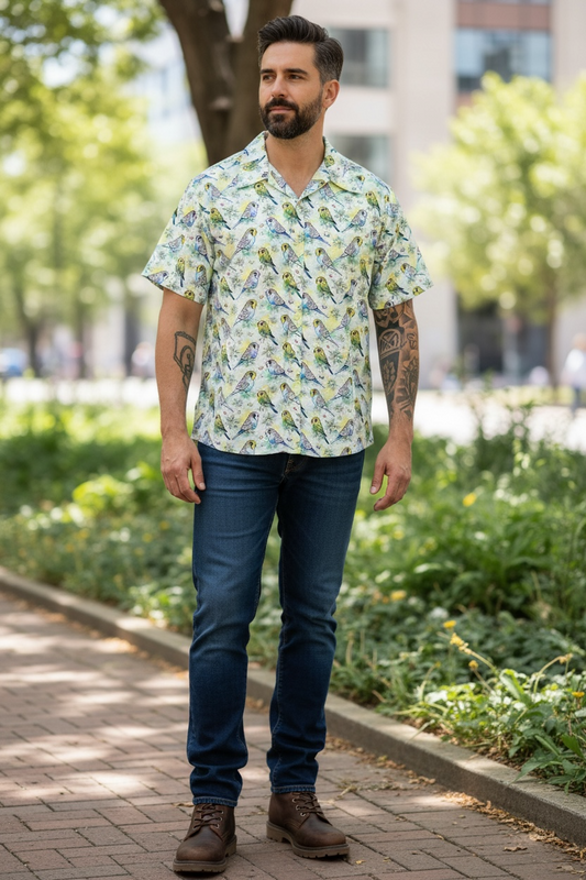 Button Shirt- Budgies