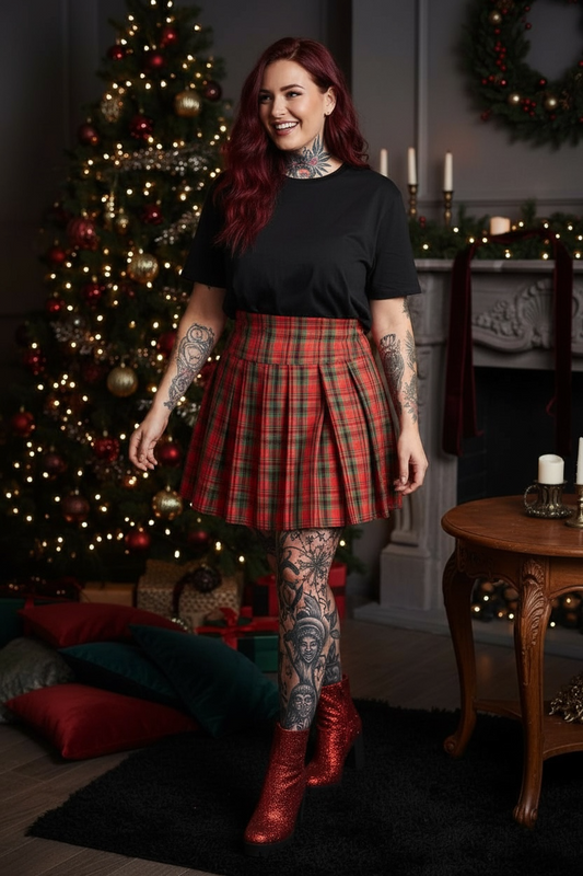 Amity Mini Skirt- Festive Tartan