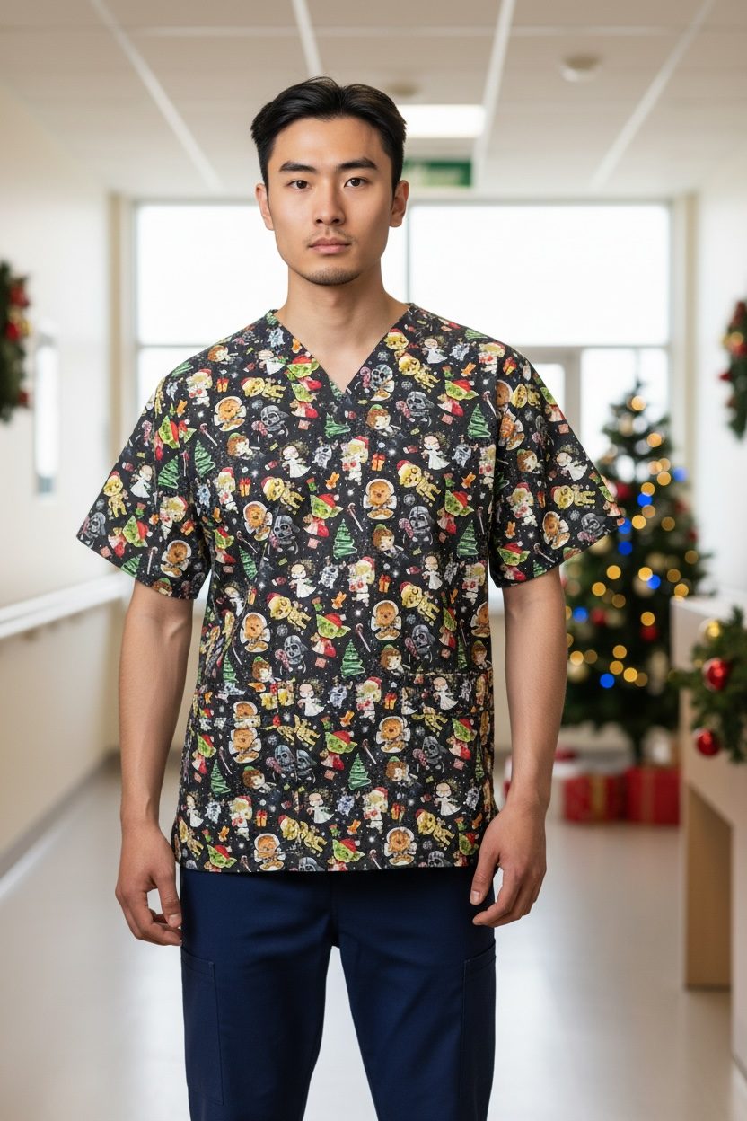 Scrub Top- Christmas StarWars