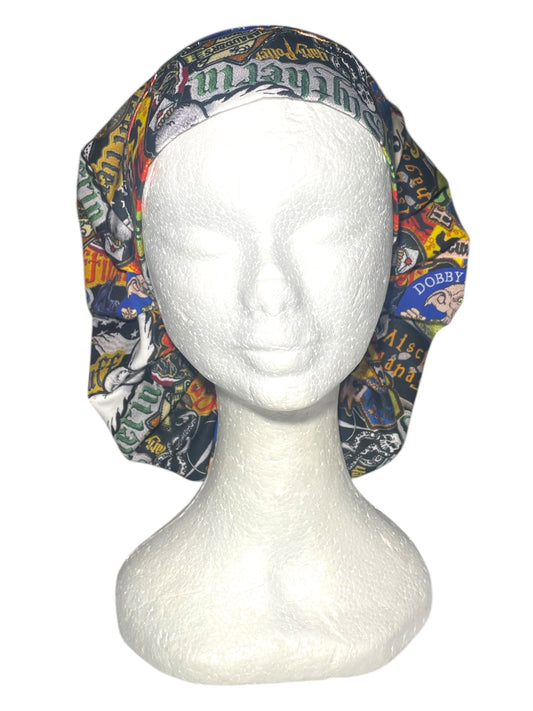Australian Made Bouffant Style Scrub Cap- Harry Potter Patches