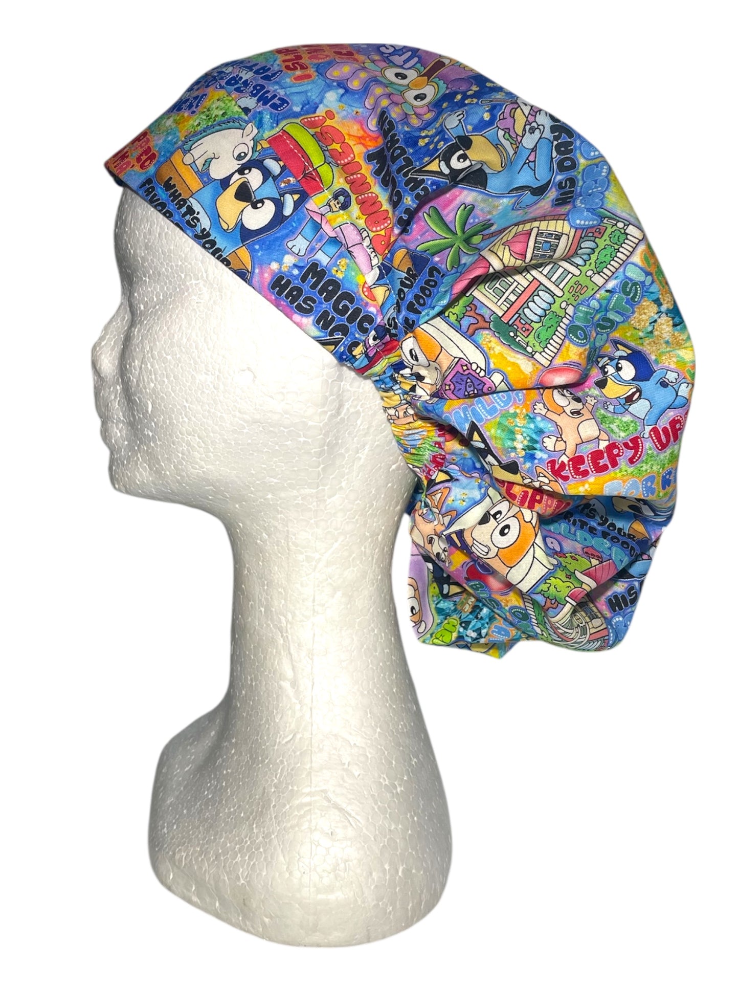 Australian Made Bouffant Style Scrub Cap- Bluey Family