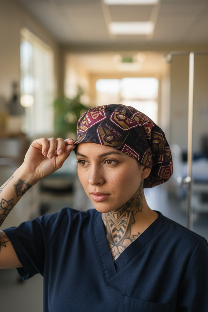 Scrub Cap Bouffant Style- QLD Maroons