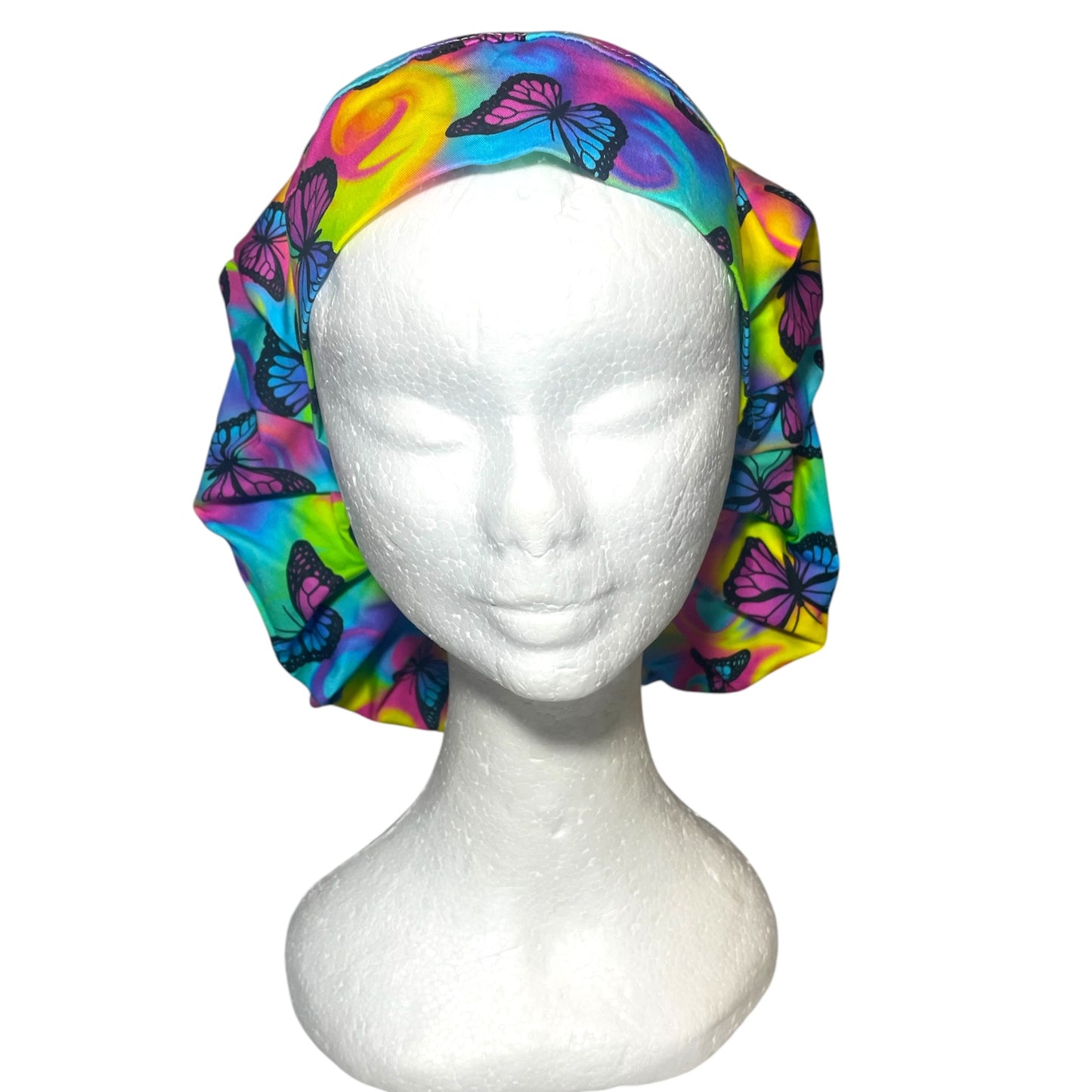 Scrub Cap Bouffant Style- Rainbow Butterflies