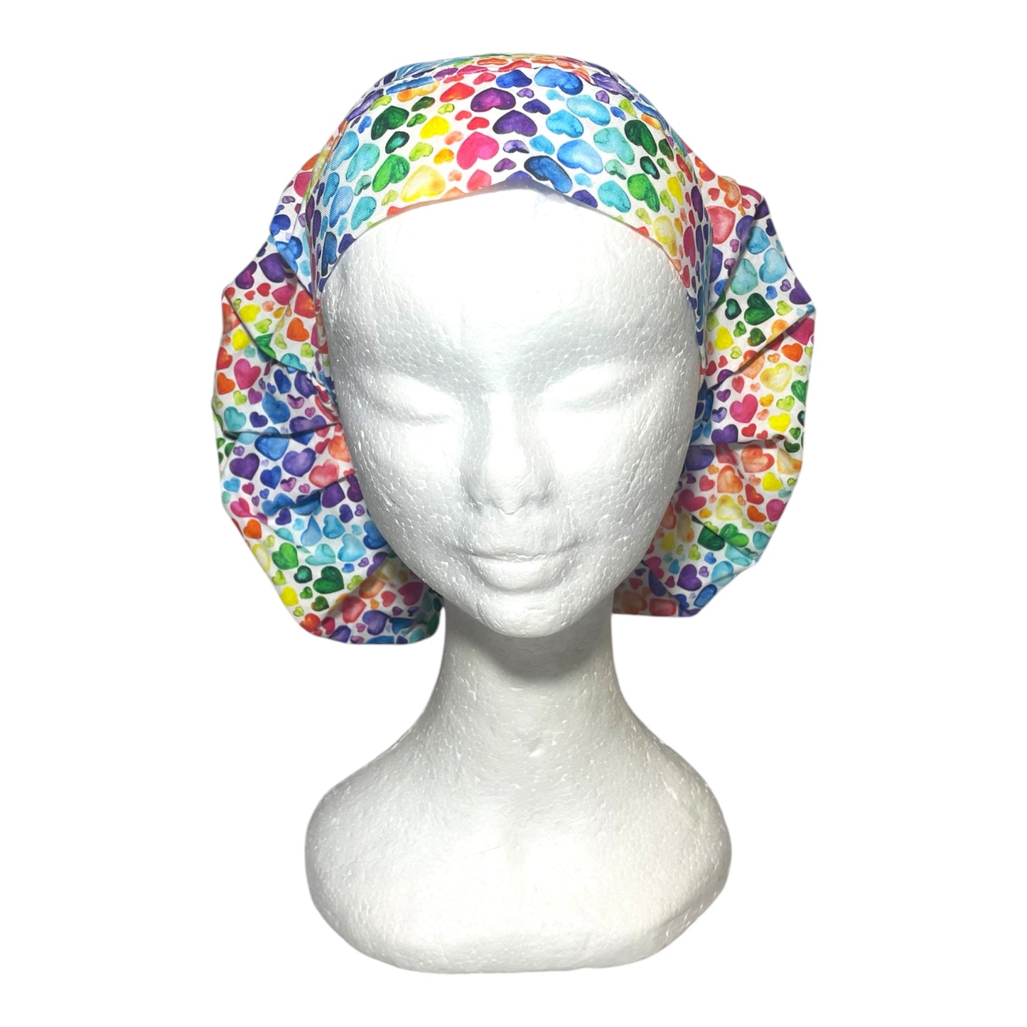 Scrub Cap Bouffant Style- Rainbow Hearts
