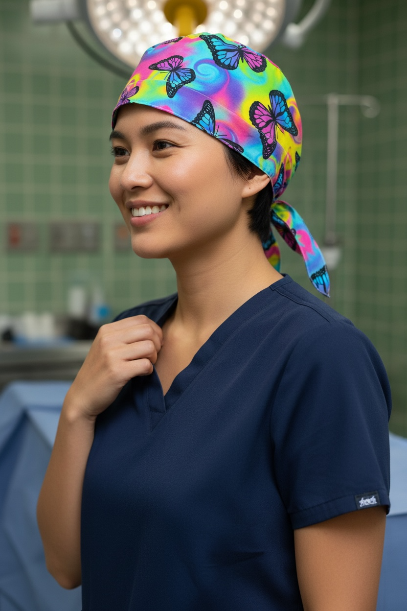 Scrub Cap- Rainbow Butterflies