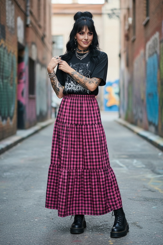 Ascension Maxi Skirt- Pink and Black