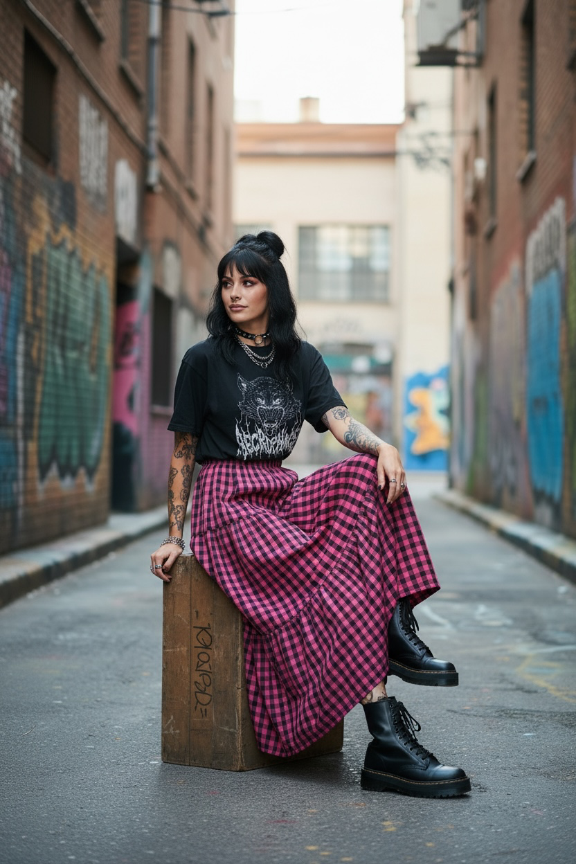 Ascension Maxi Skirt- Pink and Black