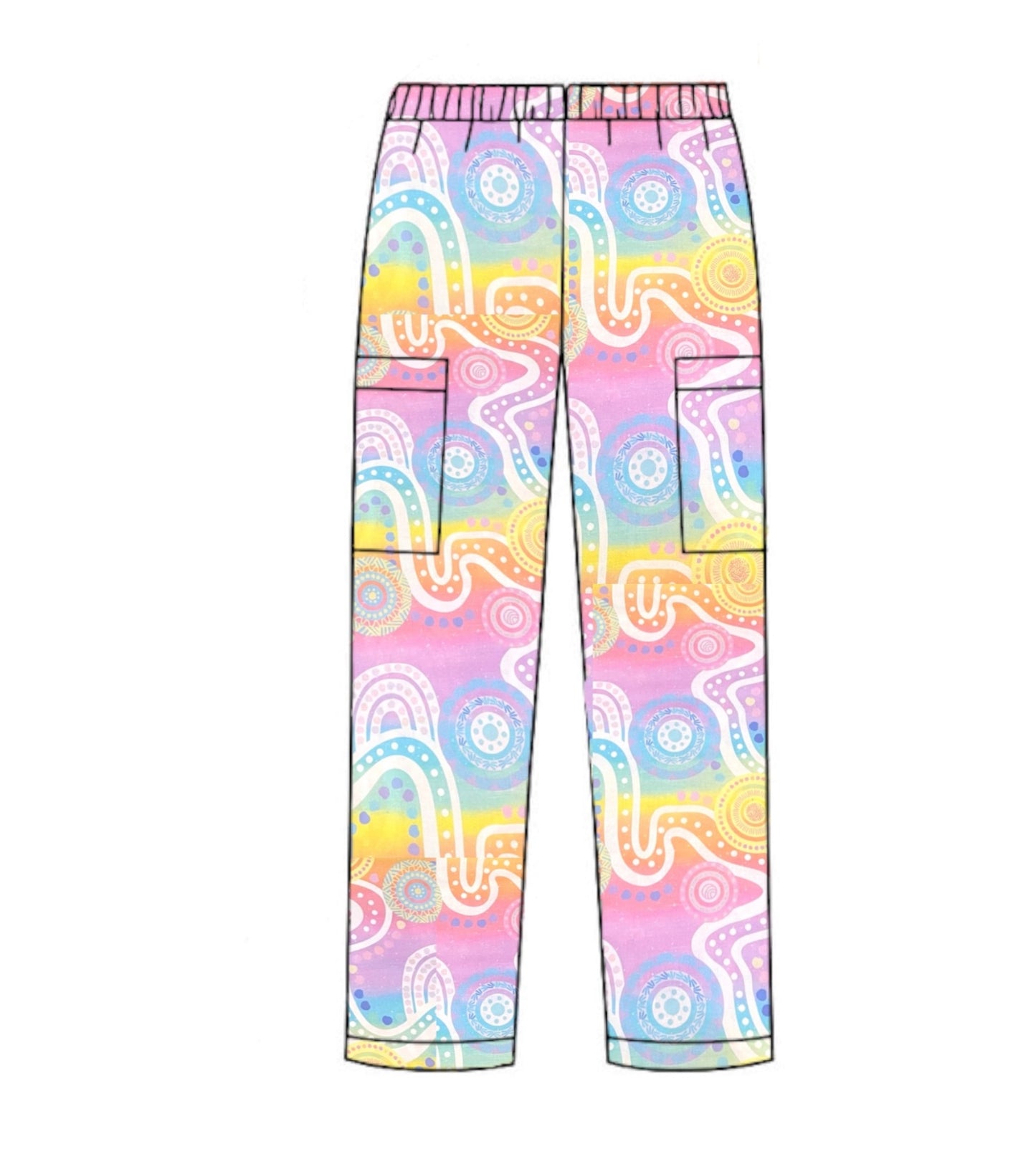 Australian Made Scrub Pants- Rainbow Dreaming